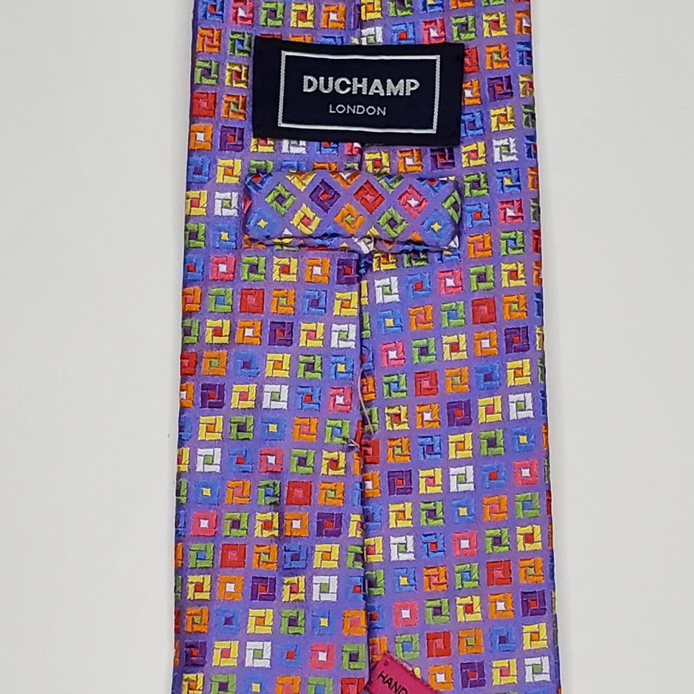 DUCHAMP London Vibrant Geometric Silk Tie